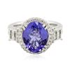 Image 1 : 14KT White Gold 4.24 ctw Tanzanite and Diamond Ring