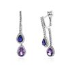 Image 2 : 14KT White Gold 2.42 ctw Amethyst, Sapphire and Diamond Earrings