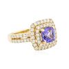 Image 2 : 14KT Yellow Gold 1.76 ctw Tanzanite and Diamond Ring