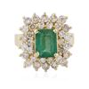 Image 1 : 14KT Yellow Gold 2.02 ctw Emerald and Diamond Ring