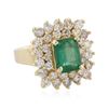 Image 2 : 14KT Yellow Gold 2.02 ctw Emerald and Diamond Ring