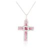 Image 2 : 18KT White Gold 1.30 ctw Pink Sapphire and Diamond Cross Pendant With Chain