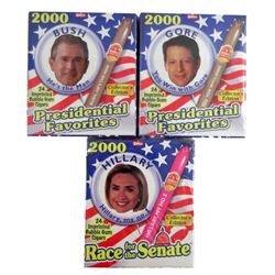 Presidential Bubble Gum Cigars Unopened Boxes Hillary, Gore, Bush
