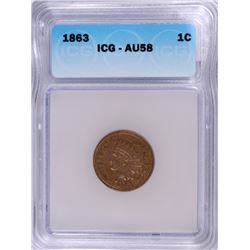 1863 INDIAN CENT ICG AU-58