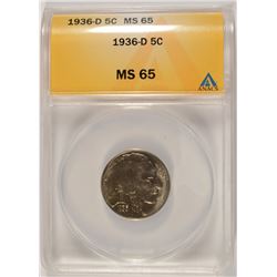 1936-D BUFFALO NICKEL ANACS MS-65