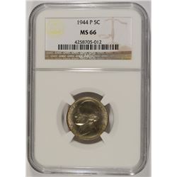 1944-P SILVER JEFFERSON NICKEL, NGC MS-66