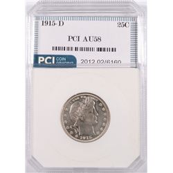 1915-D BARBER QUARTER, PCI AU-58 NICE!!