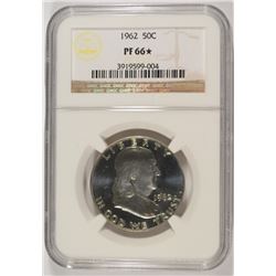 1962 FRANKLIN HALF DOLLAR, NGC PROOF-66 STAR!!!  SUPERB