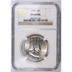 1949 FRANKLIN HALF DOLLAR, NGC MS-64 FBL