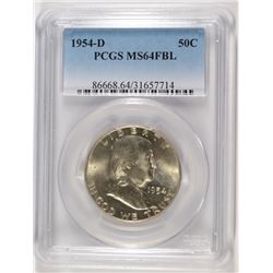 1954-D FRANKLIN HALF DOLLAR, PCGS MS-64 FBL