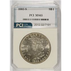 1882-S MORGAN SILVER DOLLAR, PCI MS-65 WHITE!