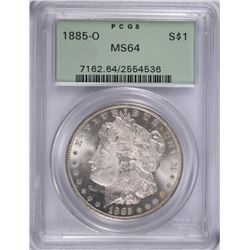 1885-O MORGAN DOLLAR PCGS MS-64 OLD GREEN HOLDER