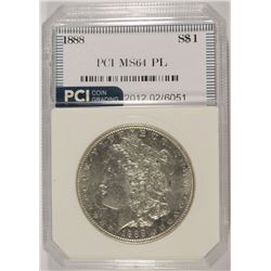 1888 MORGAN SILVER DOLLAR, PCI MS-64 PL
