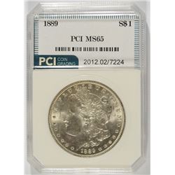 1889 MORGAN SILVER DOLLAR, PCI MS-65  WHITE