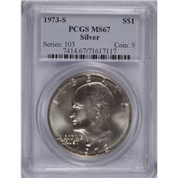 1973-S EISENHOWER DOLLAR, PCGS MS-67  SILVER!