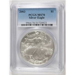 2003 AMERICAN SILVER EAGLE, PCGS MS-70! PERFECT!