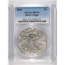 2006 AMERICAN SILVER EAGLE, PCGS MS-70 PERFECT!