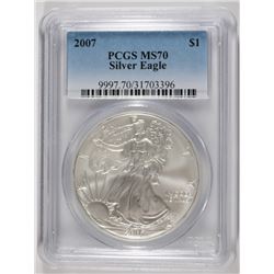 2007 AMERICAN SILVER EAGLE, PCGS MS-70 PERFECT!