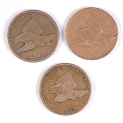 (3) FLYING EAGLE CENTS (57, 58 SL, 58 LL)