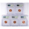 Image 2 : (5) 1979 LINCOLN CENTS ICG MS-67'S RED
