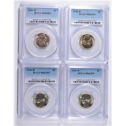 (4) 1943-D JEFFERSON (WAR) NICKELS PCGS MS-63 FS