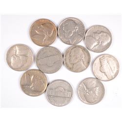 (10) JEFFERSON NICKELS (38, 38-D, 38-S, 39, 39-S, 40, 40-D, 40-S, 41-S, 42)