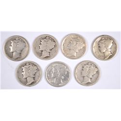 (7) MERCURY DIMES (17, 17-D, 17-S, 21-D, 25, 26-D, 27-S)