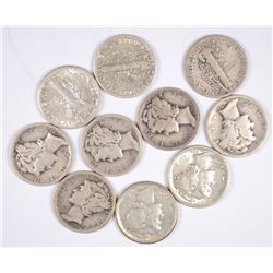 (10) MERCURY DIMES (28-D, 29-D, 29-S, 31, 31-D, 31-S, 34, 35, 38, 41-S)