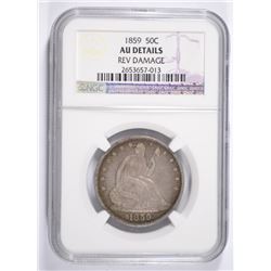 1859 SEATED HALF DOLLAR NGC AU DETAILS