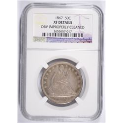 1867 SEATED HALF DOLLAR NGC XF DETAILS