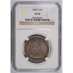 1868-S SEATED HALF DOLLAR NGC VF-35
