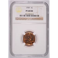 1959 LINCOLN CENT, NGC PROOF-68 RED!