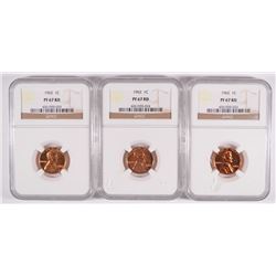 LOT OF ( 3 ) 1962 LINCOLN CENTS, NGC PROOF-67 RED