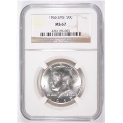 1965 SMS KENNEDY HALF DOLLAR, NGC MS-67