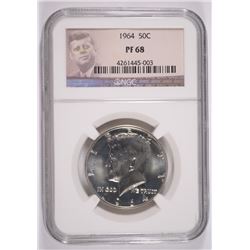 1964 KENNEDY HALF DOLLAR, NGC PROOF-68