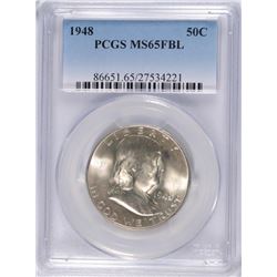 1948 FRANKLIN HALF DOLLAR, PCGS MS-65 FBL