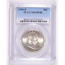 1948-D FRANKLIN HALF DOLLAR, PCGS MS-65 FBL