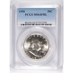 1950 FRANKLIN HALF DOLLAR, PCGS MS-64 FBL