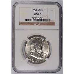 1952-S FRANKLIN HALF DOLLAR NGC MS-62