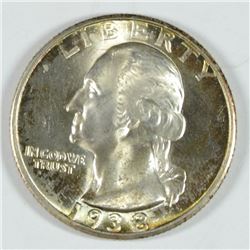 1938-S WASHINGTON QUARTER, MS-64++  GORGEOUS COLORS!