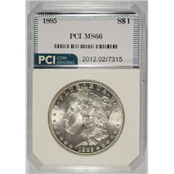 1885 MORGAN SILVER DOLLAR, PCI MS-66 NICE WHITE COIN!