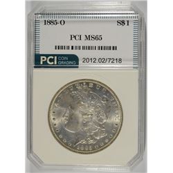 1885-O MORGAN SILVER DOLLAR,  PCI MS-65 WHITE!