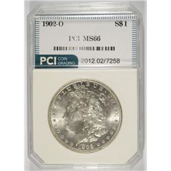 1902-O MORGAN SILVER DOLLAR, PCI MS-66 SUPERB WHITE COIN!