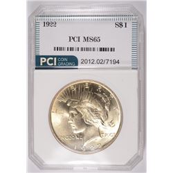 1922  PEACE SILVER DOLLAR, PCI MS-65 GEM!