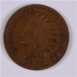 1909-S INDIAN HEAD CENT, XF/AU NICE!