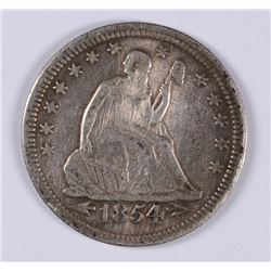 1854 SEATED LIBERTY QUARTER, XF