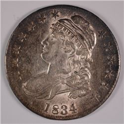 1834 BUST HALF DOLLAR AU/BU LOTS OF LUSTER WITH MEDIUM TONING