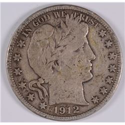 1912-D BARBER HALF DOLLAR, VF