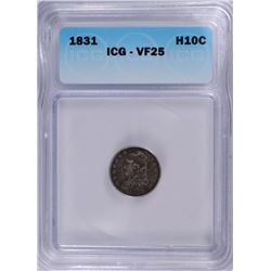 1831 SEATED LIBERTY HALF DIME ICG VF-25