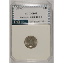 1903-O BARBER DIME, PCI MS-63
